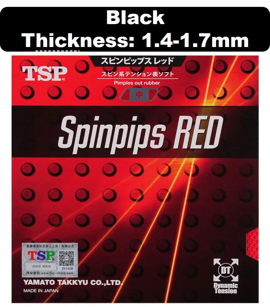 Tsp Spinpips красный/синий Настольный теннис резиновая Pips Out с пинг понг губка Быстрая атака Liu Guo Лян используется - Цвет: 20832 black 1.4-1.7