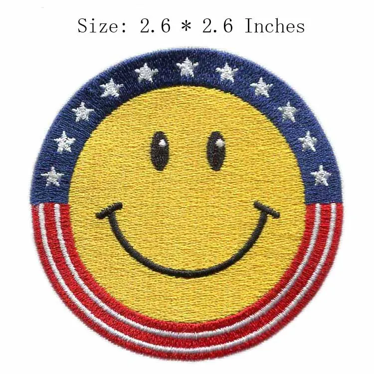 

Широкая вышитая нашивка Smile stars, 2,6 дюйма, для artesanatos, аксессуары для инструментов, лучший сервис, пять звезд