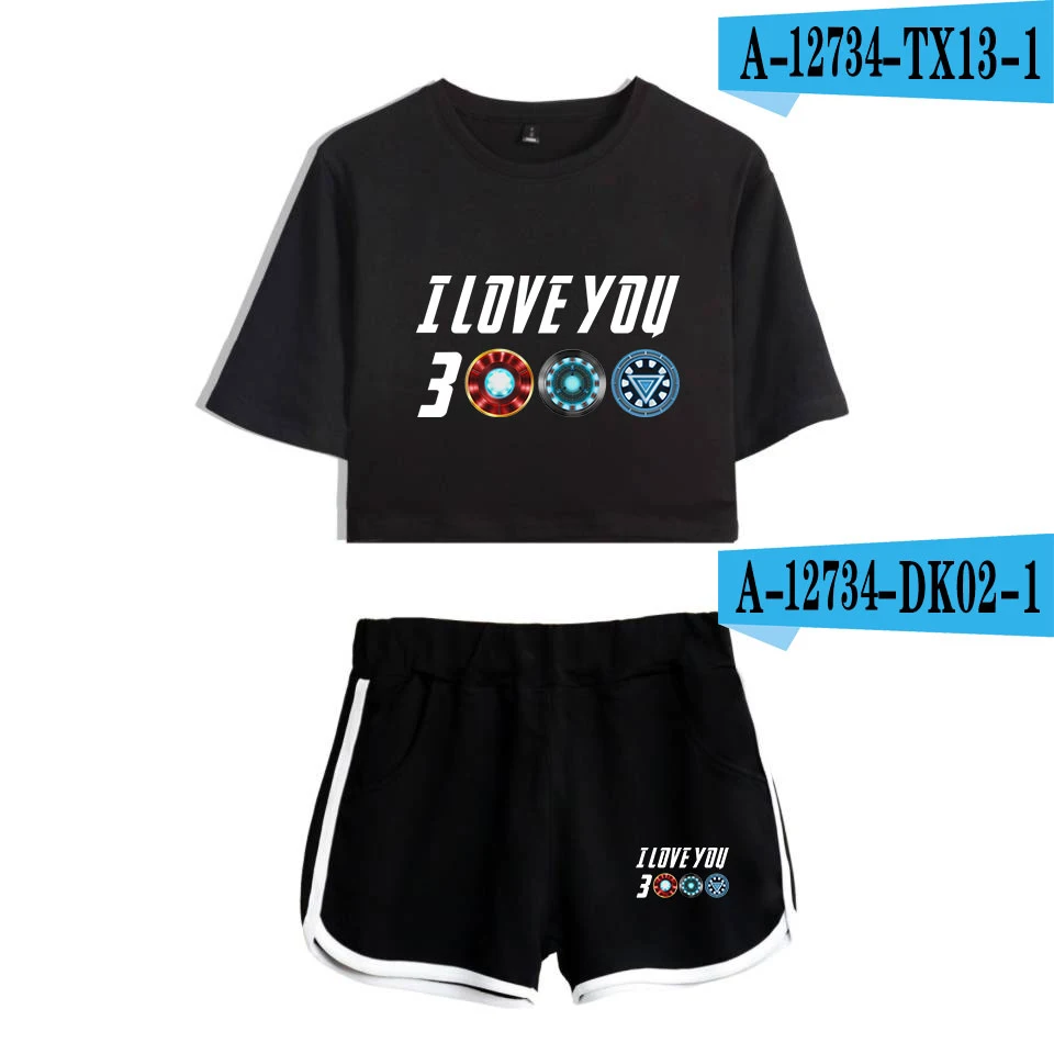 I Love You 3000, комплект из двух предметов, женские летние футболки в стиле Харадзюку, укороченный топ, сексуальный спортивный топ для фитнеса,, 2 шт., Endgame - Цвет: Мятный