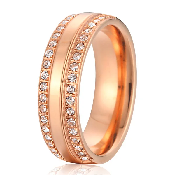 

rose gold color cubic zirconia cz stone titanium wedding bands promise rings for women full size 4.5 -15