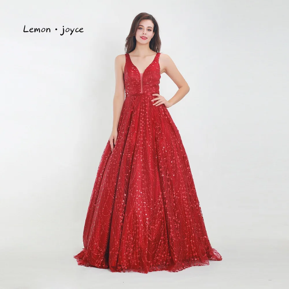 Женское вечернее платье с блестками длинное трапециевидной формы V образным