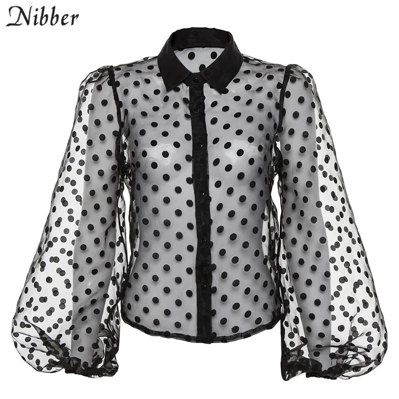 Черный Nibber, черный, белый, сексуальный, прозрачный топ с длинным рукавом, женские тонкие футболки, весна-лето, модные, вечерние, Клубная одежда, свободные футболки - Цвет: Черный