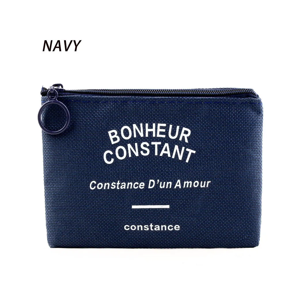 navy 1 шт., унисекс, Холщовый кошелек, ключ для карт, мини-кошелек, Холщовая Сумка, маленький кошелек на молнии для монет, держатель для карт, кошелек 4 цвета - Цвет: navy