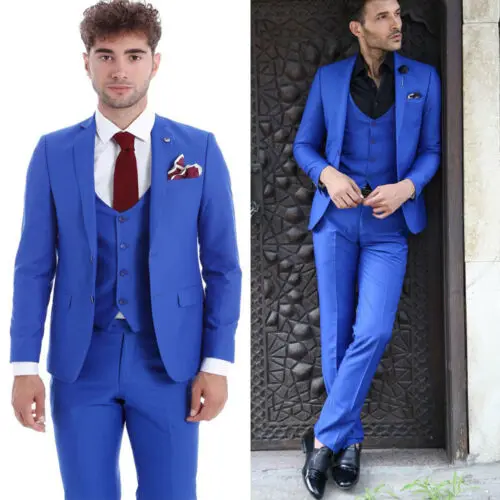 3 предмета (пиджак + брюки жилет) Жених мужской формальный свадебный смокинг