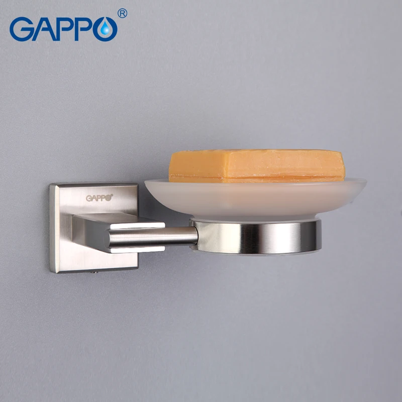 

GAPPO Soap Dishes Wall-mounted Soap Box Soap Basket Holders With Glass Bathroom Accessories Stainless Steel Soap Case