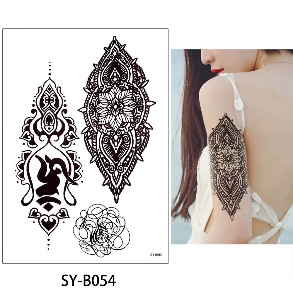 SY-B054 21*15 см glaryyears 24 конструкции 1 лист SY-B Временные татуировки Поддельные Черный Цветок Наклейка Водонепроницаемый тела Книги по искусству татуировки стикеры Henna - Цвет: SY-B054