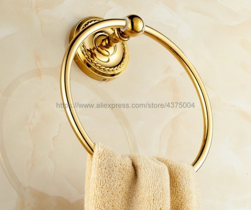 Роскошный золотой Латунный настенный держатель для полотенец банное полотенце