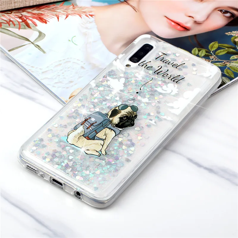 Мягкий чехол для Samsung Galaxy A50, чехол для Samsung A10 A20 A30 A40 A50 A70 M10 M20 M30, блестящий чехол с динамической жидкостью