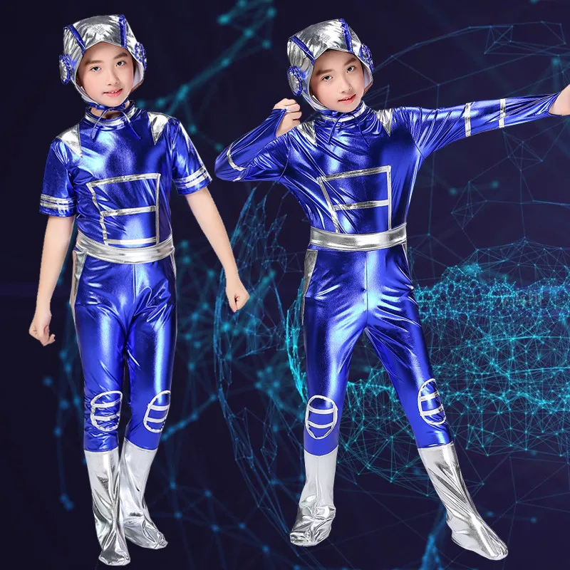 Boy or Girl Silver Robot Costume Leotard Cartoon Stage Dance Wear Clothes For Kids Cosplay Astronaut Spacesuit Modern Costumes |