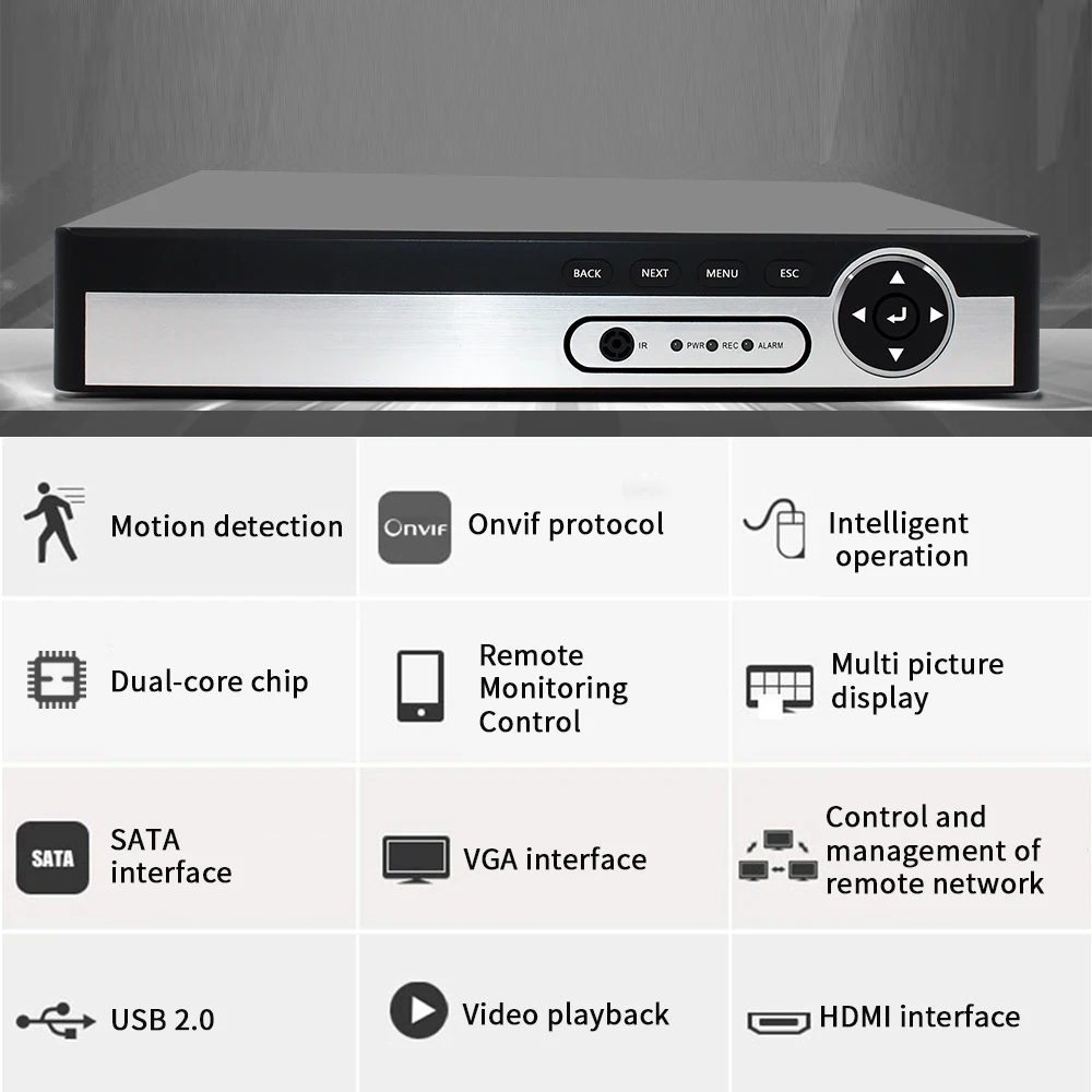 CCTV NVR 1080P Network Video Recorder 8CH H.265 Onvif 2.0 for IP Camera 4.0M/8ch XMEYE P2P Cloud full HD Output | Безопасность и