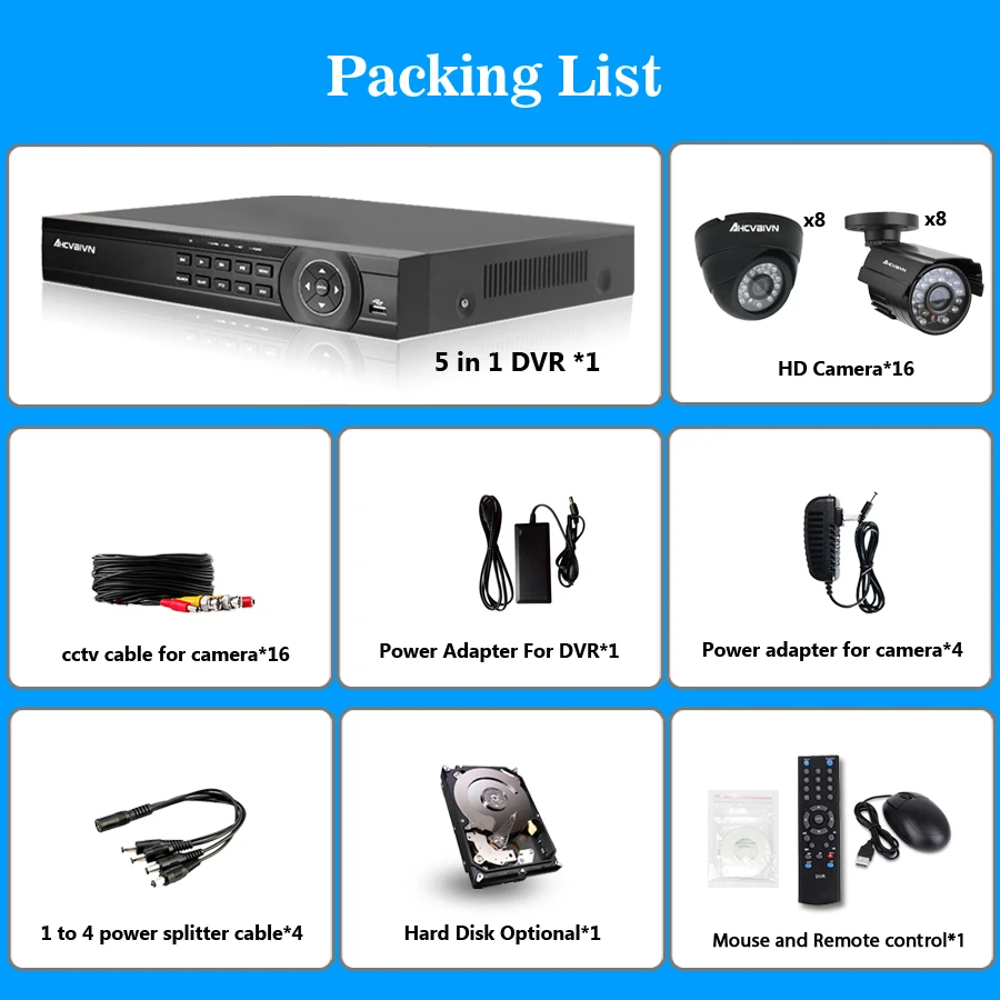 2 ТБ HDD 1.0MP HD 2000TVL система видеонаблюдения CCTV Kit 16channel AHD Full 720P 1080P DVR NVR System|Система