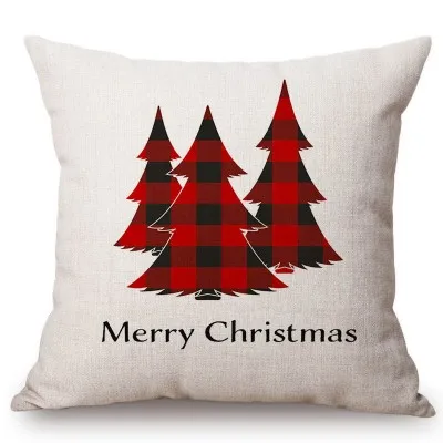New Scottish Plaids Tartans Christmas Pattern Deer Head Snow flake Snowman Xmas Decoration Pillow Case Linen Red Cushion Cover - Цвет: T301-1