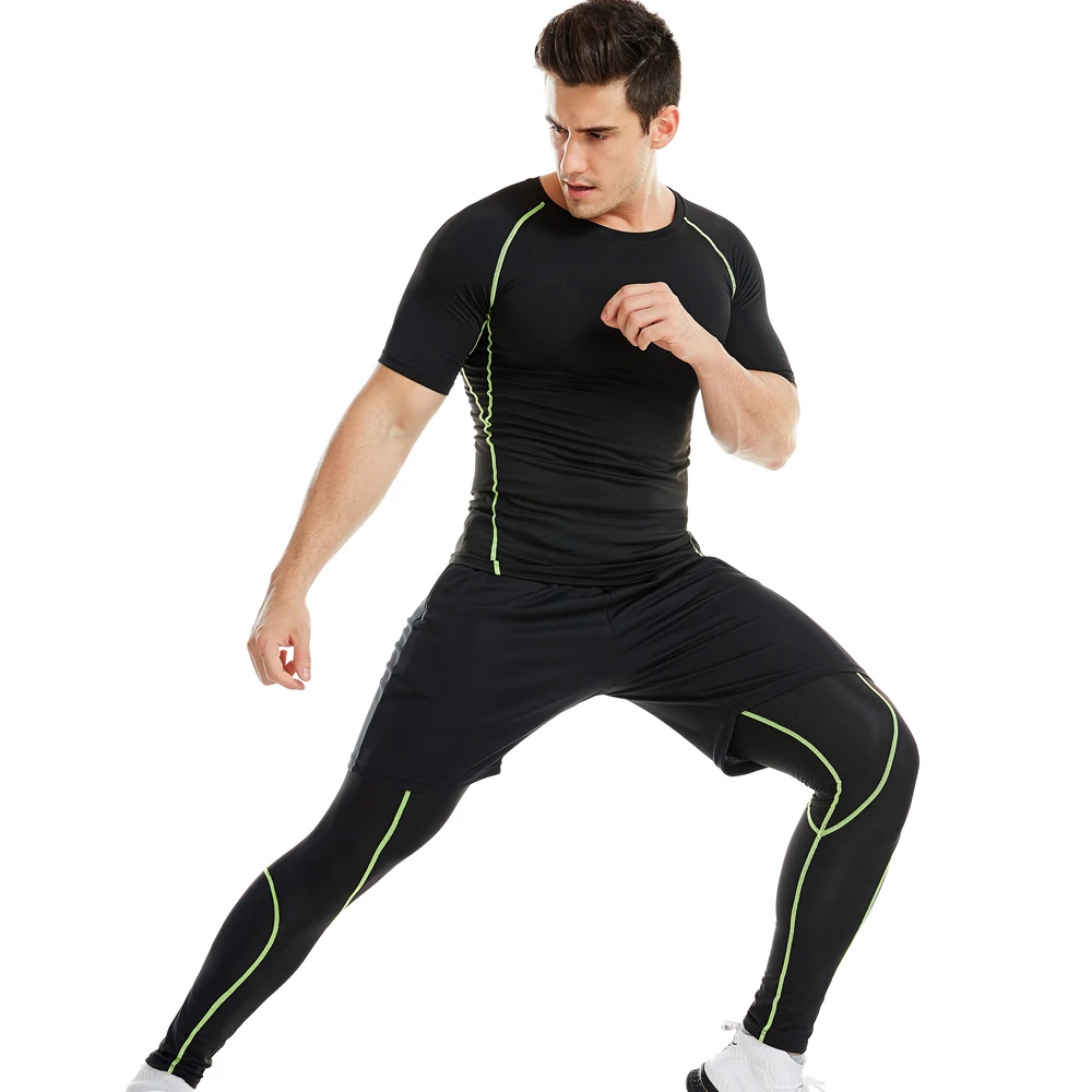 3 шт. мужской компрессионный спортивный комплект с футболкой свободные