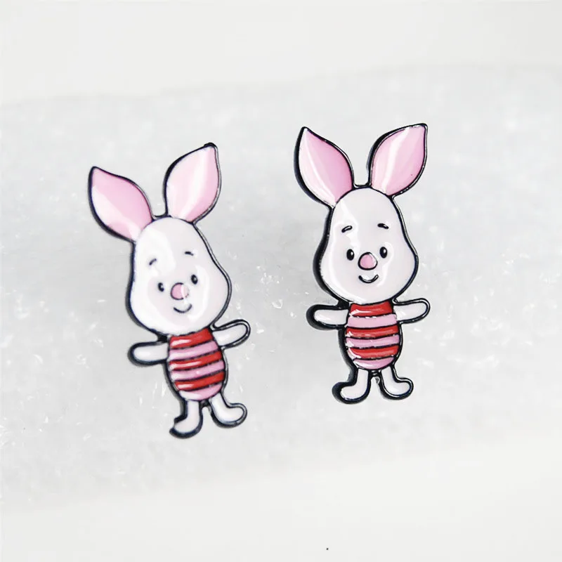 see chart IVYYE Piglet eeyore Мода Аниме Сережка с героями мультфильмов милые серьги-гвоздики с животными для женщин девочек Дети Ювелирные изделия Рождество подарок - Окраска металла: see chart