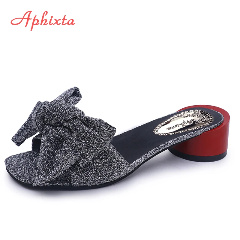 Тапочки Aphixta женские летние Уличная обувь шлепанцы с цветами круглым каблуком
