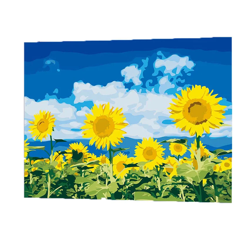 

WONZOM Sunflowers Oil Painting By Numbers DIY Abstract Digital Picture Coloring By Numbers On Canvas Unique Gift For Home 2017