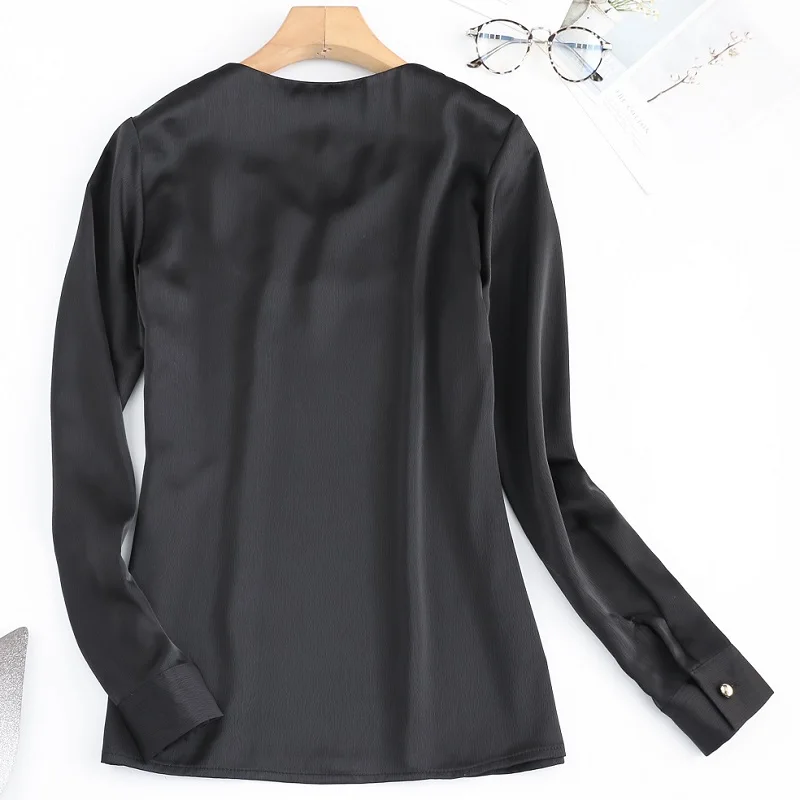 Женская рубашка тонкая Осенняя однотонная длинный рукав OL Блузки в деловом стиле