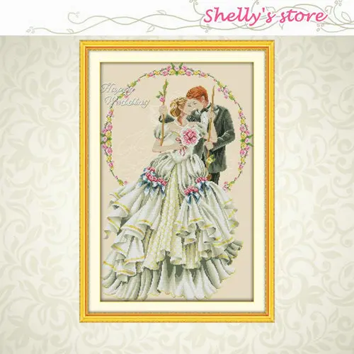 Wedding series lovers Happy Sweet painting counted or Stamped DMC 11CT 14CT Chinese Cross Stitch kits embroidery needlework Set |