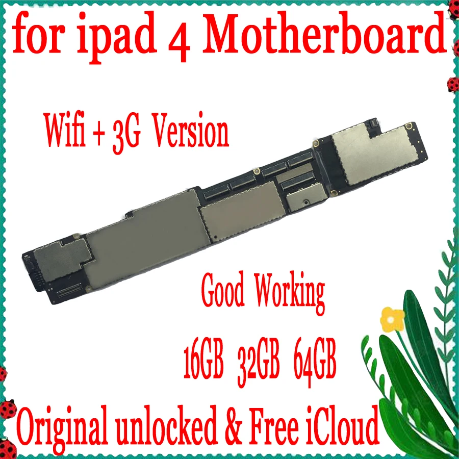 

Для ipad 4 Wifi + 3G версия материнская плата 100% оригинальная разблокированная, Wifi + 3G версия для ipad 4 материнская плата с слотом для sim-карты