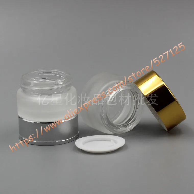 5g прозрачная матовая стеклянная баночка для крема с золотом/Матовая серебристая