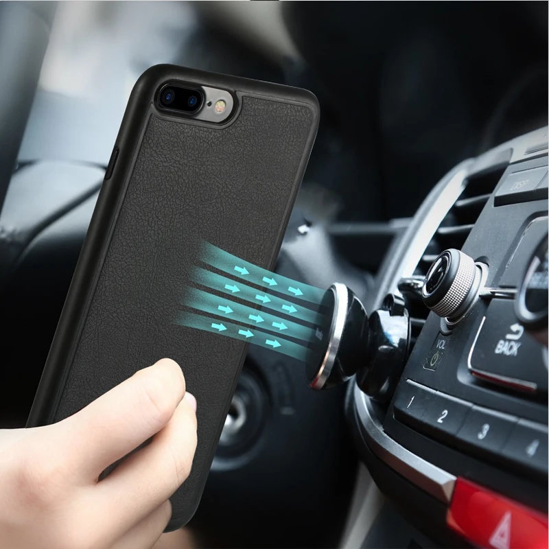 Benks for iPhone 8 / 7 PP+ PU Leather Case Slim Fit Protective Cover and Build-in Magnetic Car Mount Plate /8 Plus |