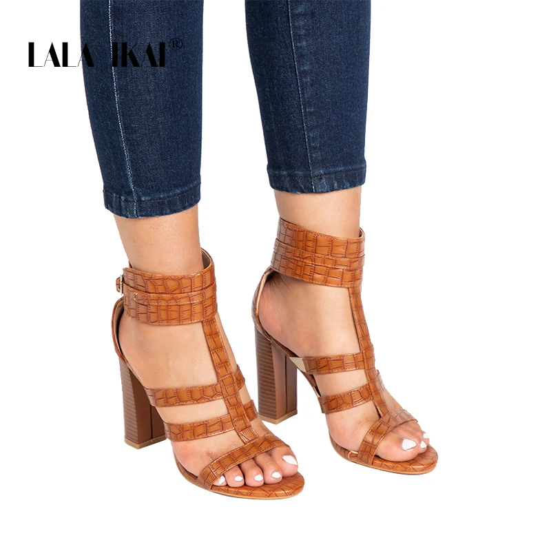 LALA IKAI/женские сандалии гладиаторы на высоком каблуке летние туфли с ремешком