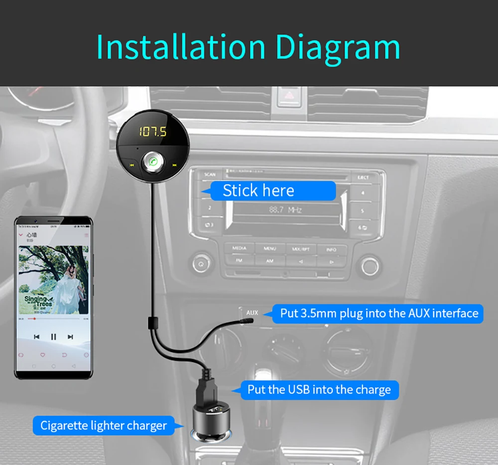 Bluetooth автомобильный комплект AUX Hands Free авто динамик USB адаптер 3 5 мм аудио Музыка MP3