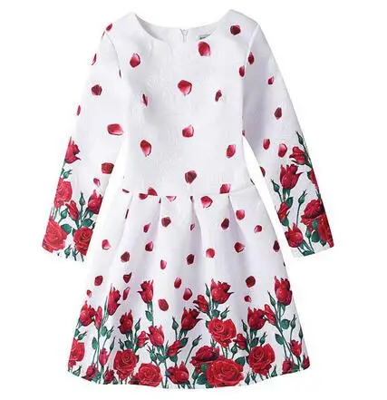 Girl's Fashion Princess Dresses 2017 Autumn Long Sleeve Printed Butterfly Vintage Preppy Style Kids Party dress Children's Dress |