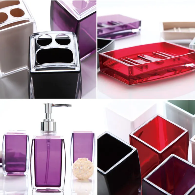 Акриловый набор аксессуаров для ванной комнаты из 4 предметов диспенсер мыла