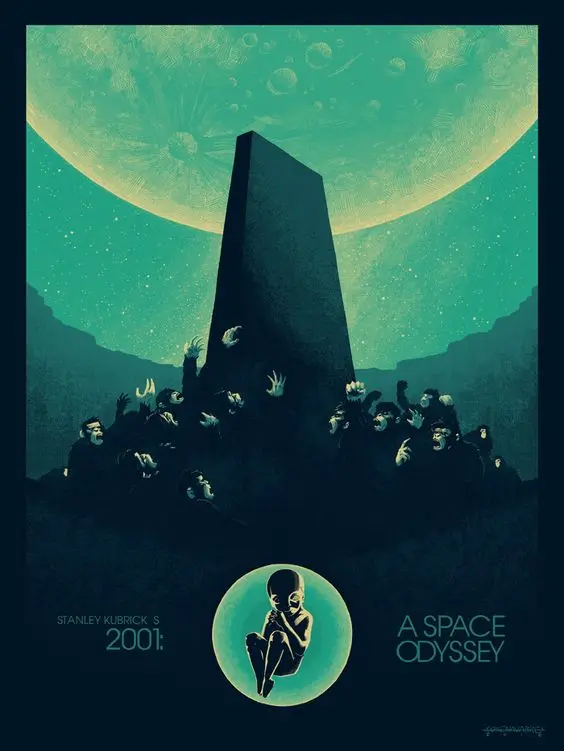 2001 A Space Odyssey Landing on the Moon Ретро Винтаж классическое кино плакат из крафт-бумаги