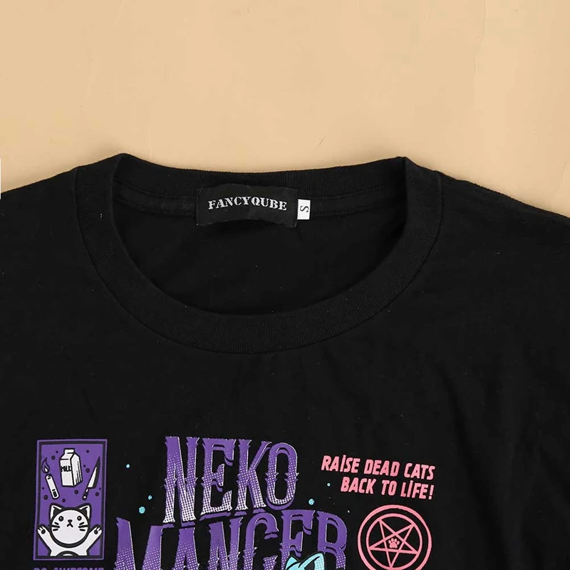 Бесплатная доставка персонализированная Мужская футболка с принтом кошки Neko