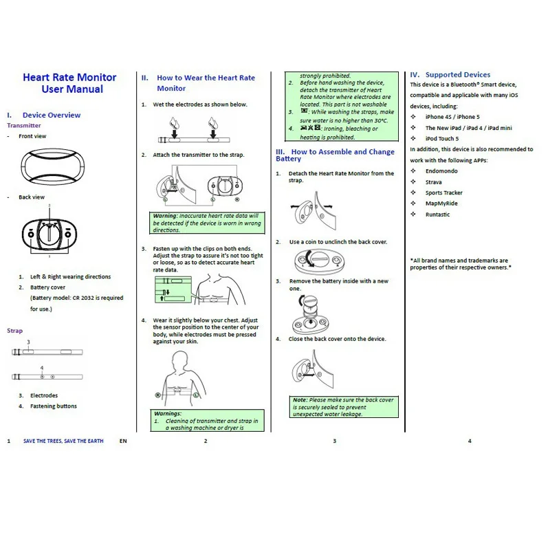 Bluetooth монитор сердечного ритма нагрудный ремень работает с Polar Runtastic Endomondo Wahoo