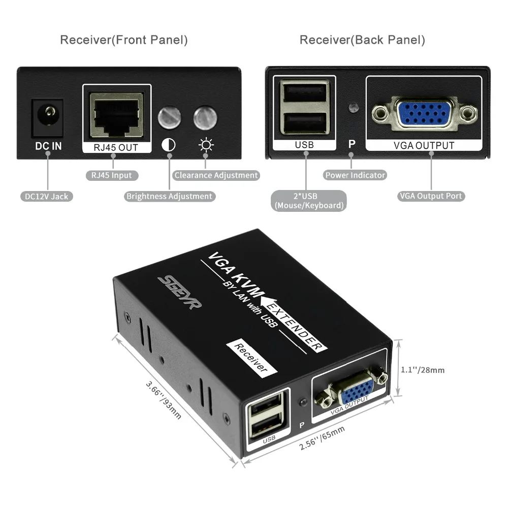 SGEYR 656ft VGA KVM удлинитель USB клавиатура мышь K/M на одном UTP CAT5e/6 RJ45 Сплиттер до 200 м|vga kvm