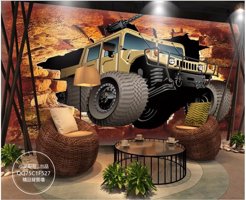 Настенные 3D-обои на заказ для гостиной с изображением внедорожника домашний