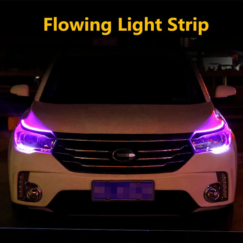 12V 45 см 60 светодиодный RGB бег светильник s с желтым указатели поворота Сгибаемая