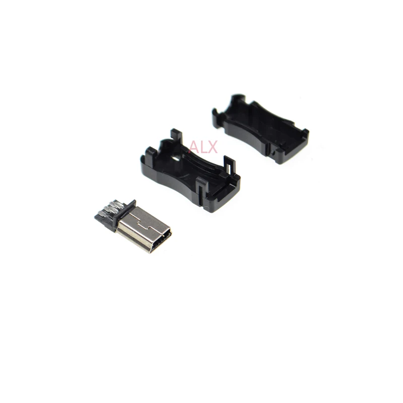 10 комплектов мини usb Штекерный разъем (3 в 1) с черным пластиком 5P 5 контактов для