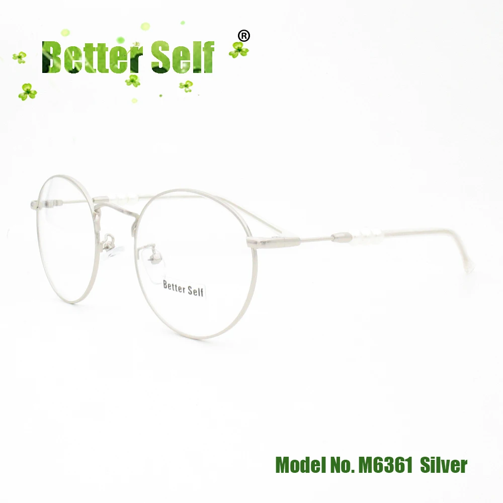 

Metal Eyewear Frames Better Self M6361 Women Round Spectacles Pearl Decorate Temple Can Do Myopia Glasses Eyeglasses