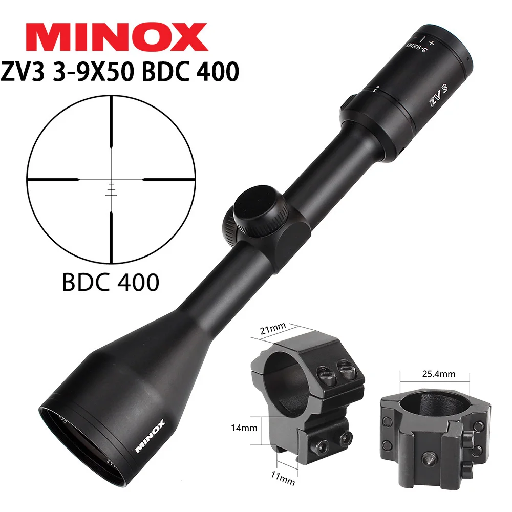 with Dovetail Rings MINOX ZV 3 3-9X50 охотничий прицел BDC 400 проволочная сетка 1 дюйм трубка оптические прицелы длинный глаз рельеф для тактического прицела - Цвет: with Dovetail Rings
