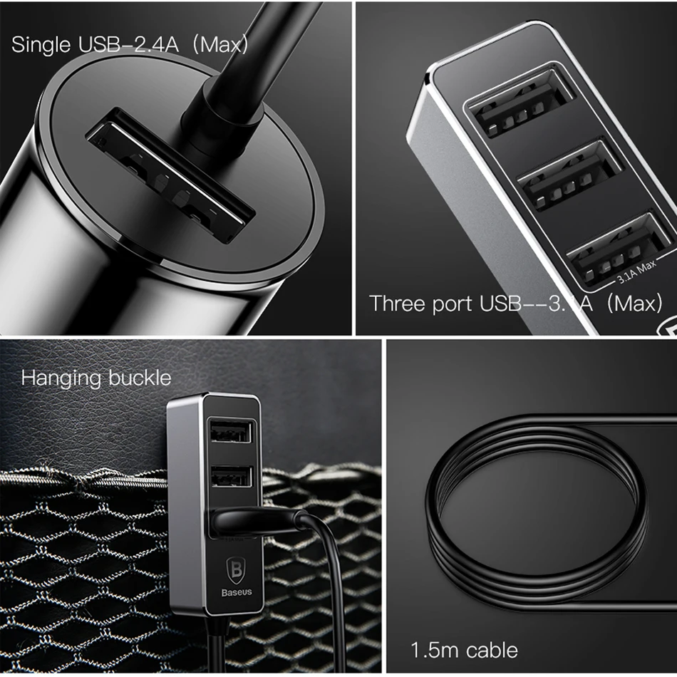 Автомобильное зарядное устройство для мобильного телефона планшета 4 порта USB 10