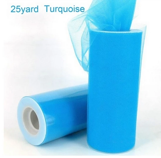 Turquoise 25 yard FENGRISE ткани 100 Двор 15 см DIY Тюль ролл Катушка Туту Одежда трикотажная ткань для Свадебный декор швейные для вечеринки, дня рождения поставок событий ткани ткань для платья свадебный декор свадебные украшения - Цвет: Turquoise 25 yard