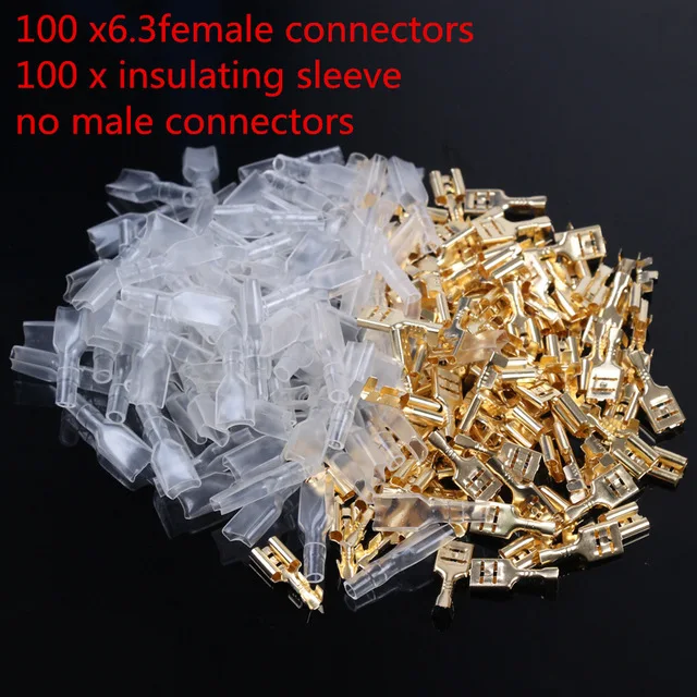 200pcs 6.3mm no male 200 шт./лот 2,8/4,8/6,3 мм соединители проводов обжимных разъёмов, коннекторов для обжимные клещи женский/мужской стержни лопаты с прозрачная изоляционная одежда с длинным рукавом - Цвет: 200pcs 6.3mm no male