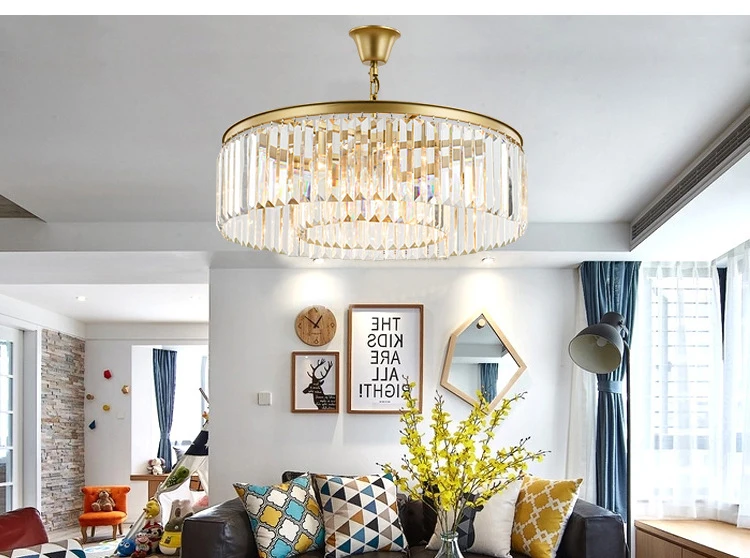 Gold American Style Retro Chandeliers LED Crystal Lighting For Living Room Bedroom Hall Hotel Restaurant Dining Room Fashion