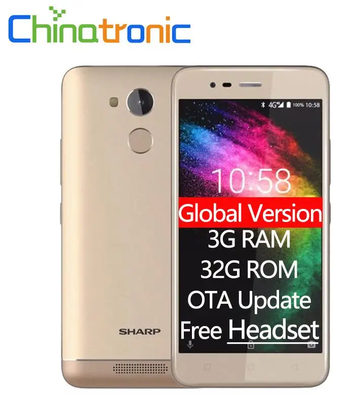 3G RAM 32G ROM Gold Глобальная версия SHARP R1 4G FDD LTE 5," 1280x720 Dual SIM мобильный телефон MTK6737 четырехъядерный отпечаток пальца 4000 мАч обновление OTA - Цвет: 3G RAM 32G ROM Gold
