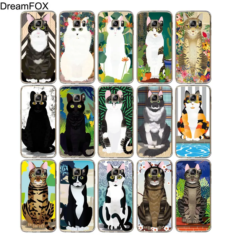 DREAMFOX M323 Fashion Cat Art Soft TPU Silicone Case Cover For Samsung Galaxy Note S 7 8 9 10 10e 11 11e Lite Edge Plus |
