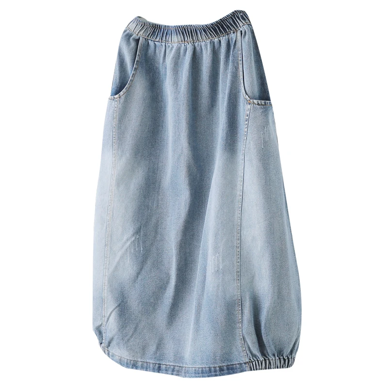Юбка женская джинсовая с карманами модная повседневная свободная БЕЛЕНАЯ юбка