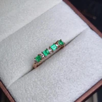 natural green emerald gemstone ring in 925 sterling silver fine jewelry for women real emerald ring with box