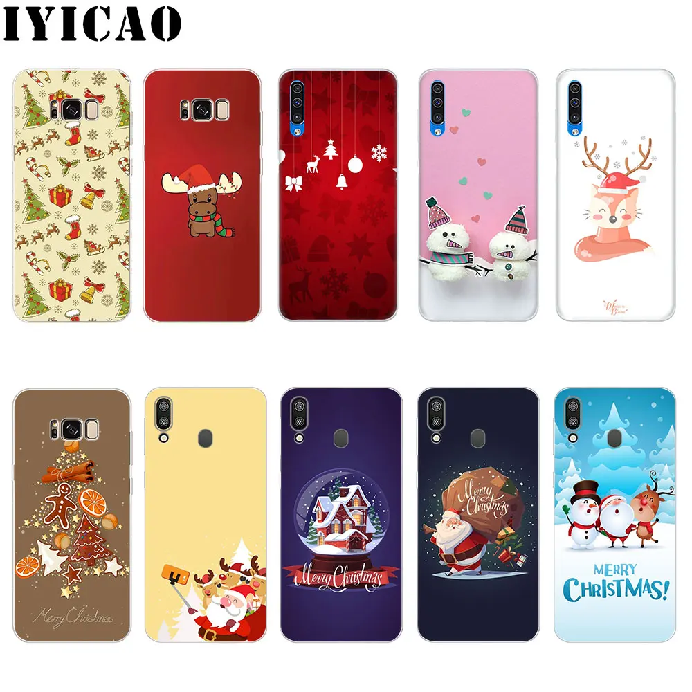 IYICAO Счастливого Рождества жесткий чехол для Samsung Galaxy S6 S7 край S8 S9 S10 плюс S10e Note 8 9