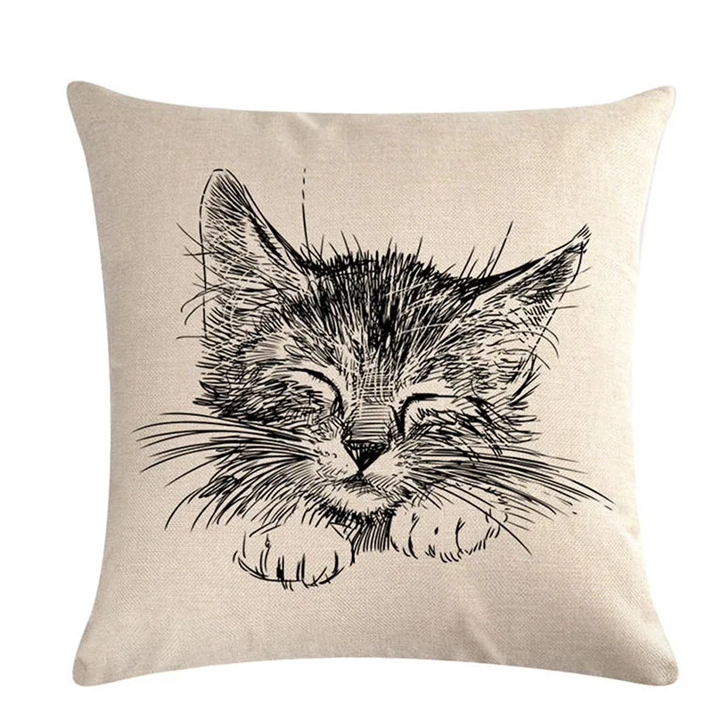 45*45cm cartoon animal pattern linen cushion cover wild home pillowcase textile decoration | Дом и сад