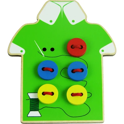 Маленьких детей 2 в 1 раннего обучения установить деревянные игрушки зашнуровать