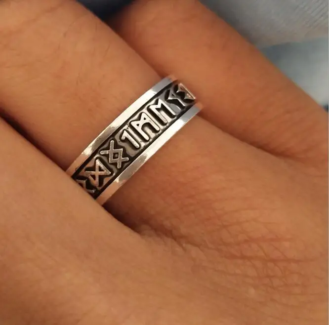 1 pc Men's Rune Letter Ring Viking Anel Nordic Alphabet Runic Signet Finger For Men Gothic Punk Amulet Jewelry Gift | Украшения и